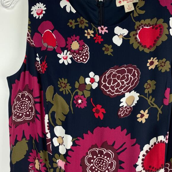 Brooks Brothers Retro Floral Ruffle Fit and Flare Dress Navy Womens Size 6 - Picture 12 of 12